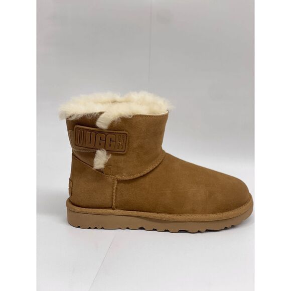UGG Women's Mini Bailey Logo Strap Booties - Chestnut 8M - Picture 1 of 8